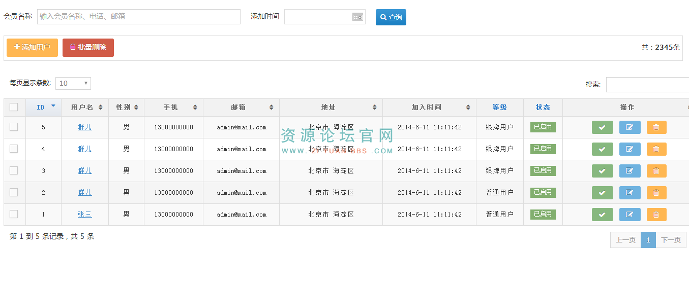 用户列表